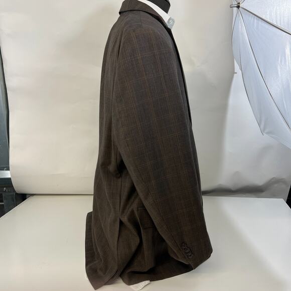 Peter Millar Men's Blazer Sport Coat Jacket Brown Plaid Glen Check‎ Wool 48 - Picture 3 of 16